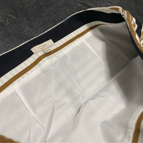 NWOT Loft A Line Striped Size 8 Lined Black/Taupe/Cream Side Zip Skirt #0590 - Picture 5 of 10